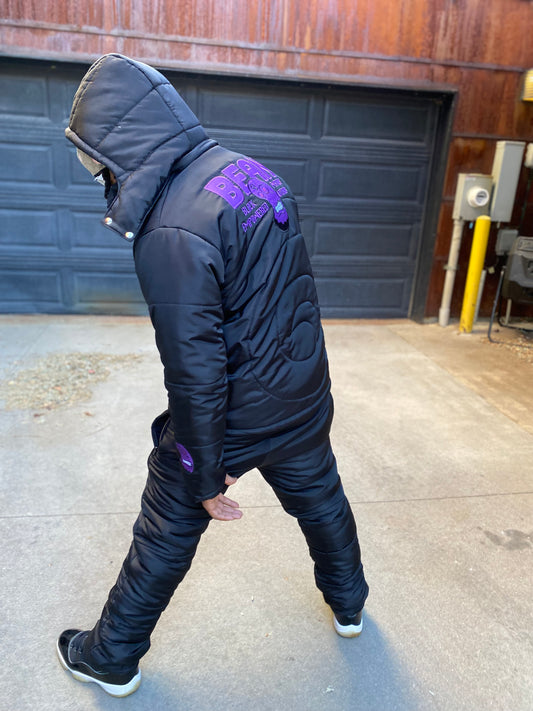 Black and Purple BEAN Puffer Jacket
